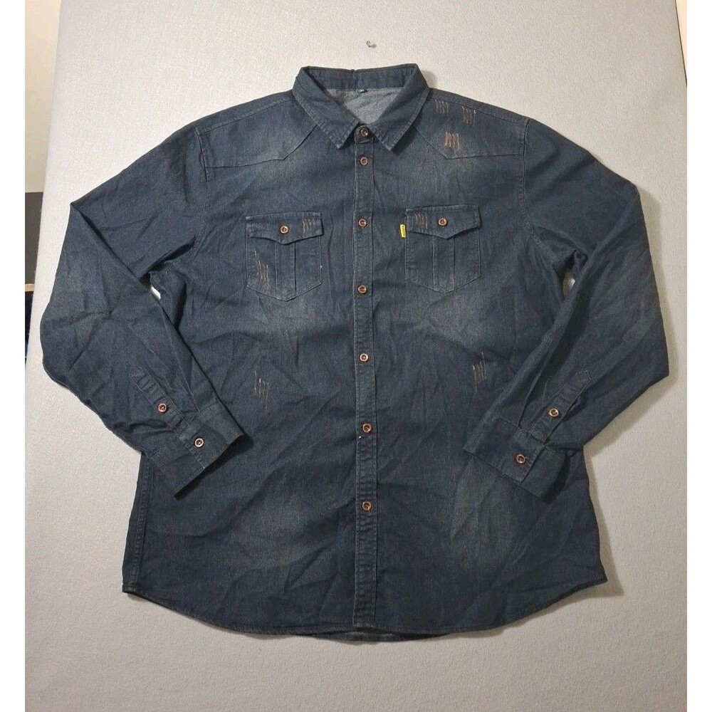 AIOPESON Brand Cotton Denim Shirt Men XXL Quality Cowboy Shirts Long Sleeve